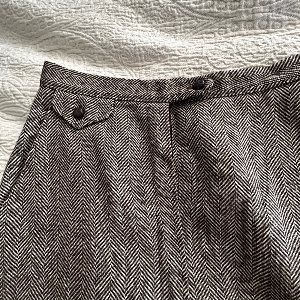 Russ Brown and White Wool Herringbone Skirt